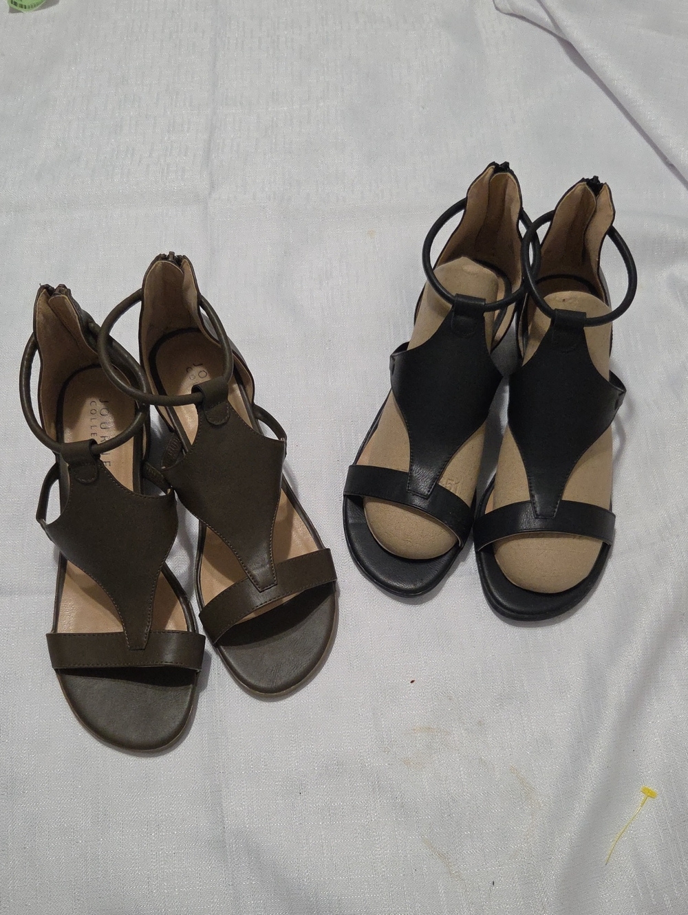 Journee Collection Open-Toe Ankle Strap Sandals in Black and Brown